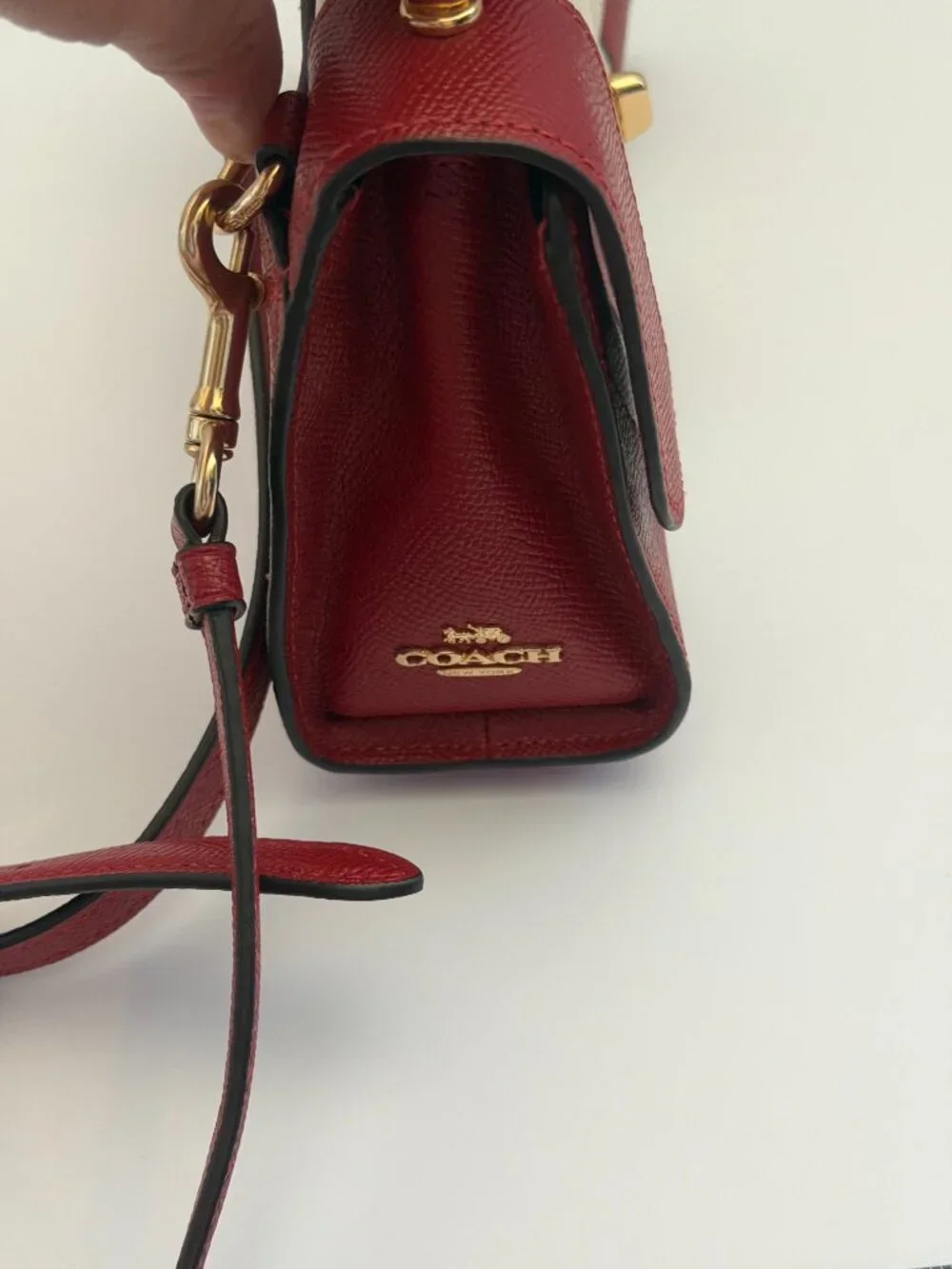 Coach Tilly Satchel 23 in Red/Chalk Striped Crossgrain